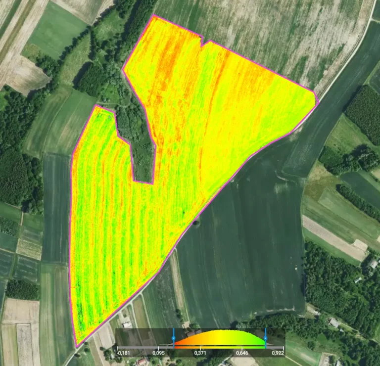 Mapa NDVI z pola klienta.